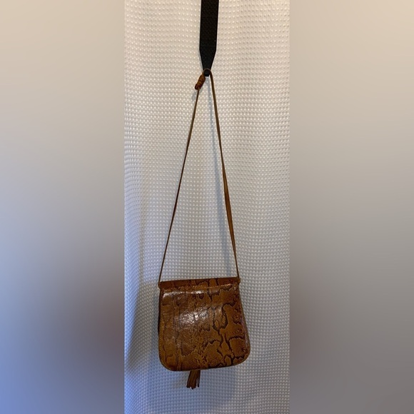 Women’s‎ VINTAGE Snake skin Leather Tan hippie boho crossbody/shoulder bag - Picture 16 of 16
